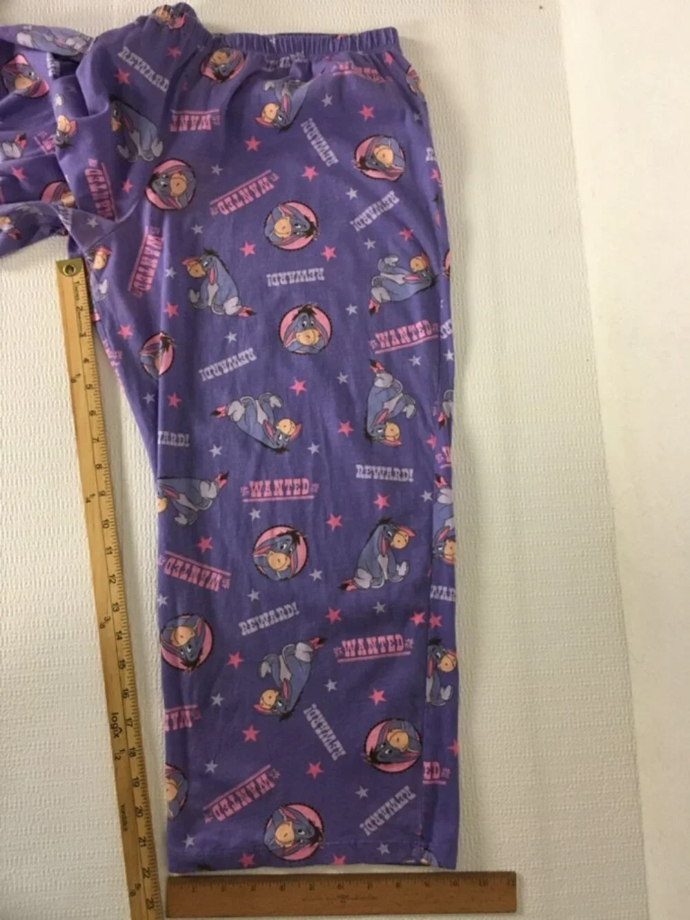 Disney Capri PJ Bottoms Size XL Purple with Eeyore Wanted Reward Elastic Waist - Picture 11 of 13
